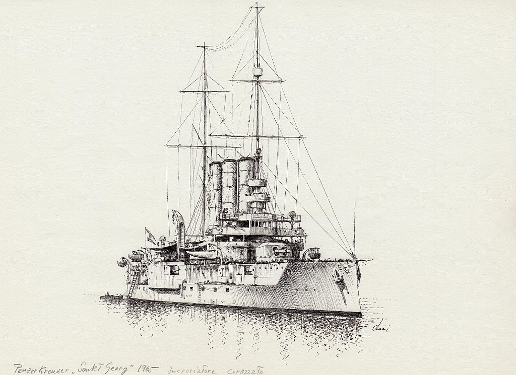 57-Panzer Kreuzer 'Sankt Georg' - 1905 - Incrociatore corazzato